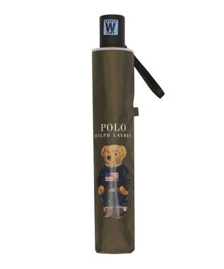 MOONBAT 【自動開閉】POLO RALPH LAUREN 遮光 晴雨兼用 折りたたみ日傘 無地 ポロベア カーキー