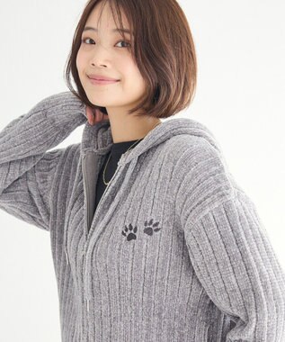 CRAFT STANDARD BOUTIQUE アニマル刺繍ニットZIPパーカー