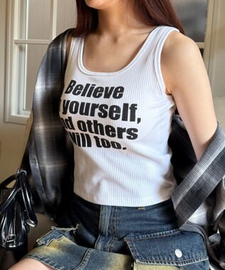 WEGO 【カップ付きインナー】グラフィックカップ付きリブタンク 柄1