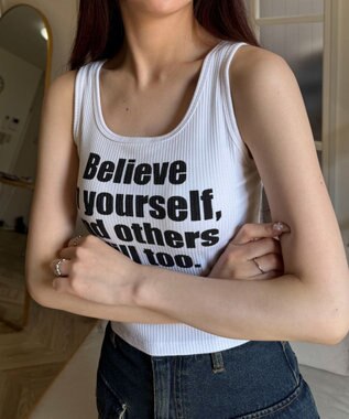 WEGO 【カップ付きインナー】グラフィックカップ付きリブタンク 柄1