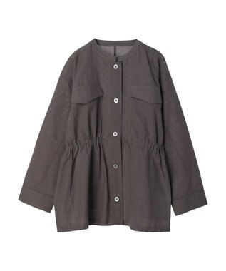 Green Parks 綿麻混ノーカラーブルゾン Gray