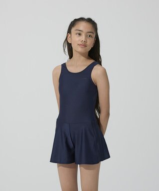 BEAMS SCHOOL スクール水着 Aラインワンピース ネイビー×ブラック