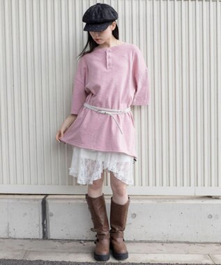 WEGO 【ユニセックス着用ITEM/MLサイズ展開】スラブヘンリーネックT（SS） ピンク