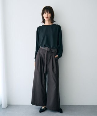 YECCA VECCA リブMIXジョーゼットブラウス Off White