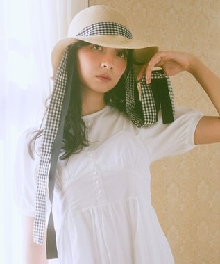 earth music&ecology ロゴプレート付きパフスリーブプルオーバー White