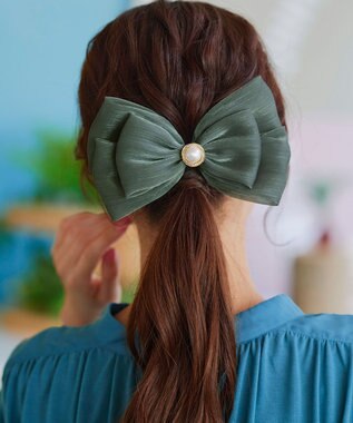 Tiaclasse オーガンジーリボンバレッタ グリーン