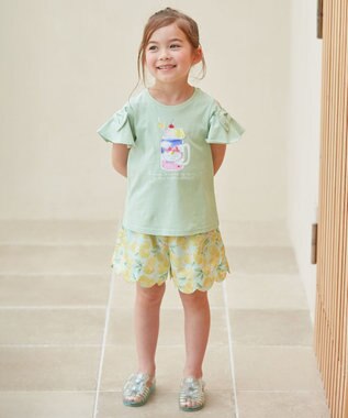 ANY KIDS 接触冷感 いろいろモチーフ Tシャツ ミント×ジュース