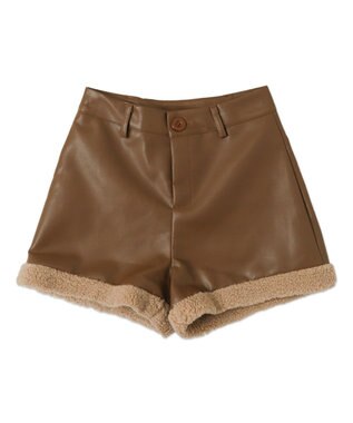 WEGO PUボアショートパンツ ブラウン