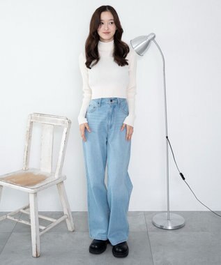 WEGO 【2025年秋冬新作】リブハイネックショートニット ホワイト