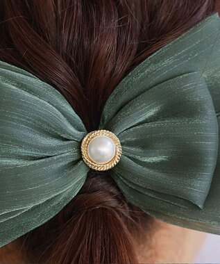 Tiaclasse オーガンジーリボンバレッタ グリーン