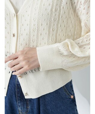 earth music&ecology キラキラボタンハートカーディガン Ivory