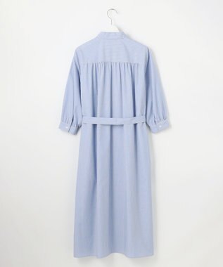 J.PRESS LADIES L 【洗える・接触冷感・UVケア】エステネージュ シャツ ワンピース ブルーストライプ系