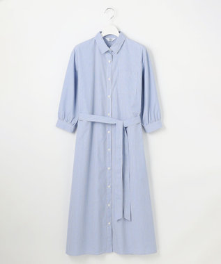 J.PRESS LADIES L 【洗える・接触冷感・UVケア】エステネージュ シャツ ワンピース ブルーストライプ系