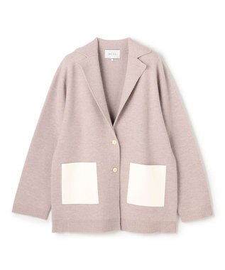 BEIGE， CHICORA / レザーポケット付きウールニットジャケット Taupe