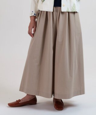 muuc 〈綿100%〉〈涼しいワッシャー生地〉〈裾タック入り〉ワイドパンツ