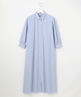 J.PRESS LADIES L 【洗える・接触冷感・UVケア】エステネージュ シャツ ワンピース ブルーストライプ系