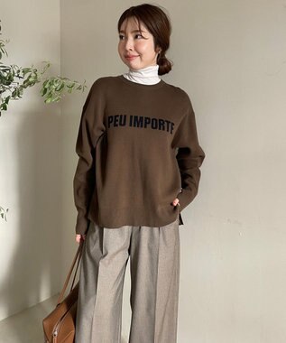 UNFILO スポンジニット ロゴジャガード ブラウン