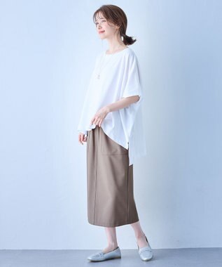 ANY ハイツイストコットンポンチョ風Tシャツ オフ