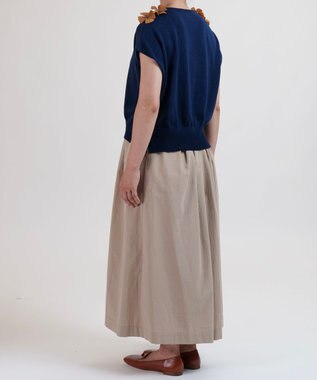 muuc 〈綿100%〉〈涼しいワッシャー生地〉〈裾タック入り〉ワイドパンツ ベージュ
