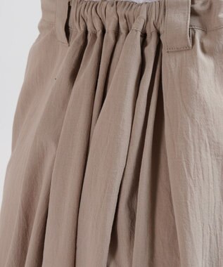 muuc 〈綿100%〉〈涼しいワッシャー生地〉〈裾タック入り〉ワイドパンツ ベージュ