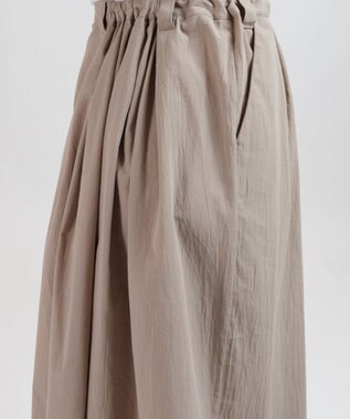 muuc 〈綿100%〉〈涼しいワッシャー生地〉〈裾タック入り〉ワイドパンツ ベージュ