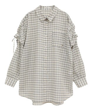 earth music&ecology 【2WAY】２ｗａｙショルダードロストリボンチェックシャツ Cream