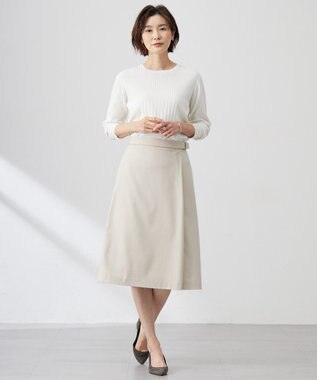 J.PRESS LADIES L 【洗える】CARREMAN 2WAY Aライン スカート ベージュ系