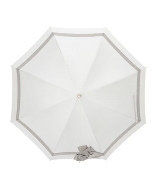 MOONBAT 【ランバン オン ブルー（LANVIN en Bleu）】晴雨兼用日傘　ビジューリボン ライトグレー（ストライプ）