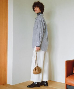 UNFILO 【抗菌防臭】イージーケア オーバー シャツ ネイビーストライプ