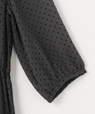 J.PRESS LADIES L 【洗える】ドットフロッキープリント ワンピース スレートベース系