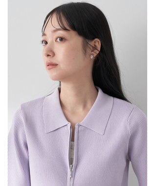 earth music&ecology 衿付きダブルＺＩＰカーディガン Lavender
