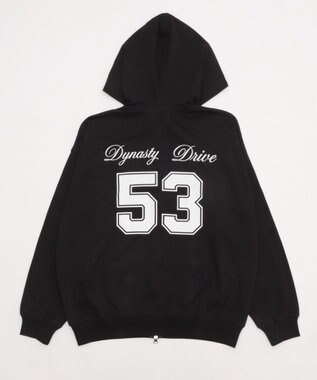 WEGO 【ユニセックスITEM/MLサイズ展開】ナンバリングカットZIPパーカー ブラック