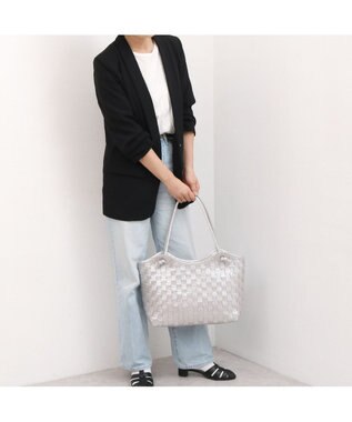 UNBILLION 【訳あり商品】 牛革レザーメッシュトートL シルバー