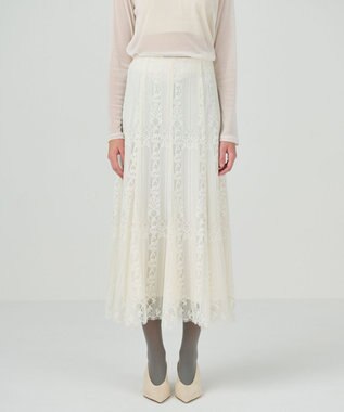 GRACE CONTINENTAL ストライプレースフレアスカート キナリ