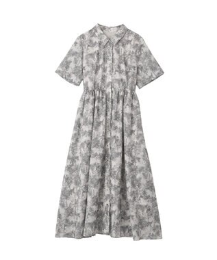 YECCA VECCA サファリ柄フレアシャツワンピース Off White