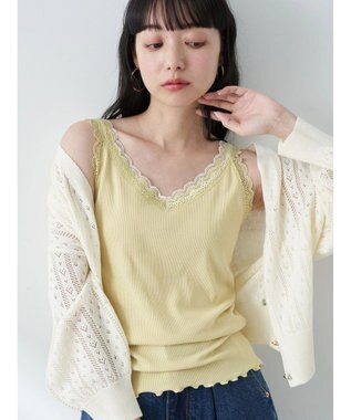 earth music&ecology ダブルレースタンクトップ Yellow