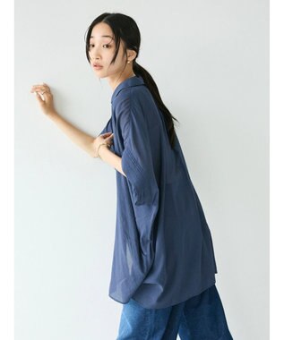 CRAFT STANDARD BOUTIQUE ヴィンテージボイルミルフィーユ襟付きシャツチュニック Deep Blue