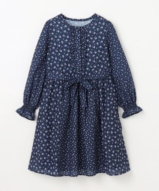 組曲 KIDS 【110-140㎝】フラワーパッチワークワンピース ネイビー系