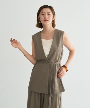 YECCA VECCA ドライタッチウエストベルトジレ Dark Beige