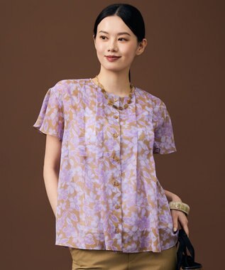  ハーバリウムフラワープリント ブラウス