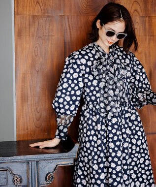 組曲 L 【組曲×setsuko sagittaire】ハイカウントストレッチプリントワンピース ブラック系6