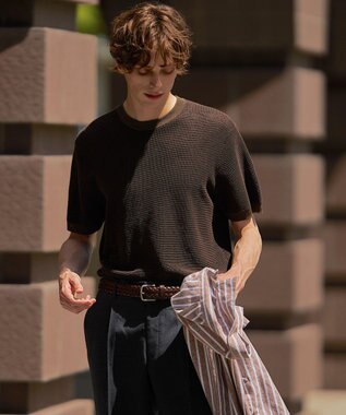 J.PRESS MEN 【ビジネスインナー推奨】【HYBRID LINEN】ニットTシャツ ブラウン系1