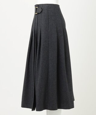 23区 【R(アール)】ウールラメ タックラップスカート チャコールグレー