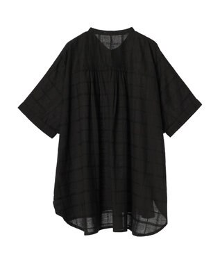 Green Parks インド綿 チェックドビーブラウス Black