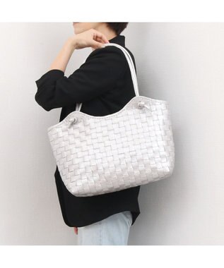 UNBILLION 【訳あり商品】 牛革レザーメッシュトートL シルバー