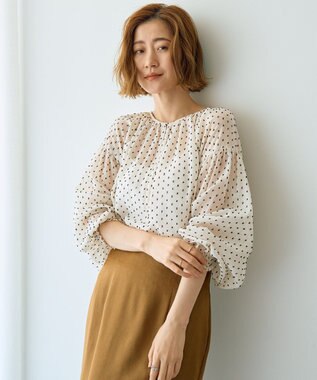 YECCA VECCA シアードットジャガードブラウス