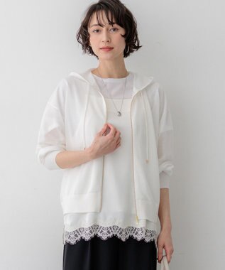 23区 【先行予約】シャイニーシアーニット ジップアップ パーカー