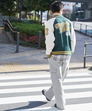 WEGO 【ユニセックス着用ITEM/MLサイズ展開】ジャガードニットスタジャン ダークグリーン