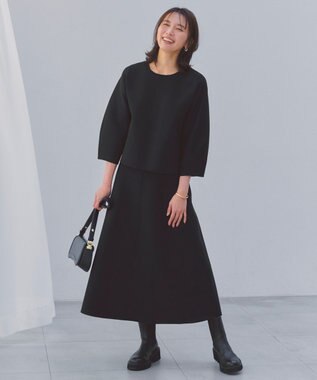 UNFILO L BEAUTY FORM KNIT フレアスカート セットアップ ブラック
