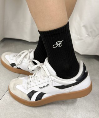 WEGO アルファベット刺繍ソックス ブラック